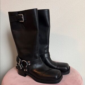 MICHAEL Michael Kors Black Combat & Moto Boots
